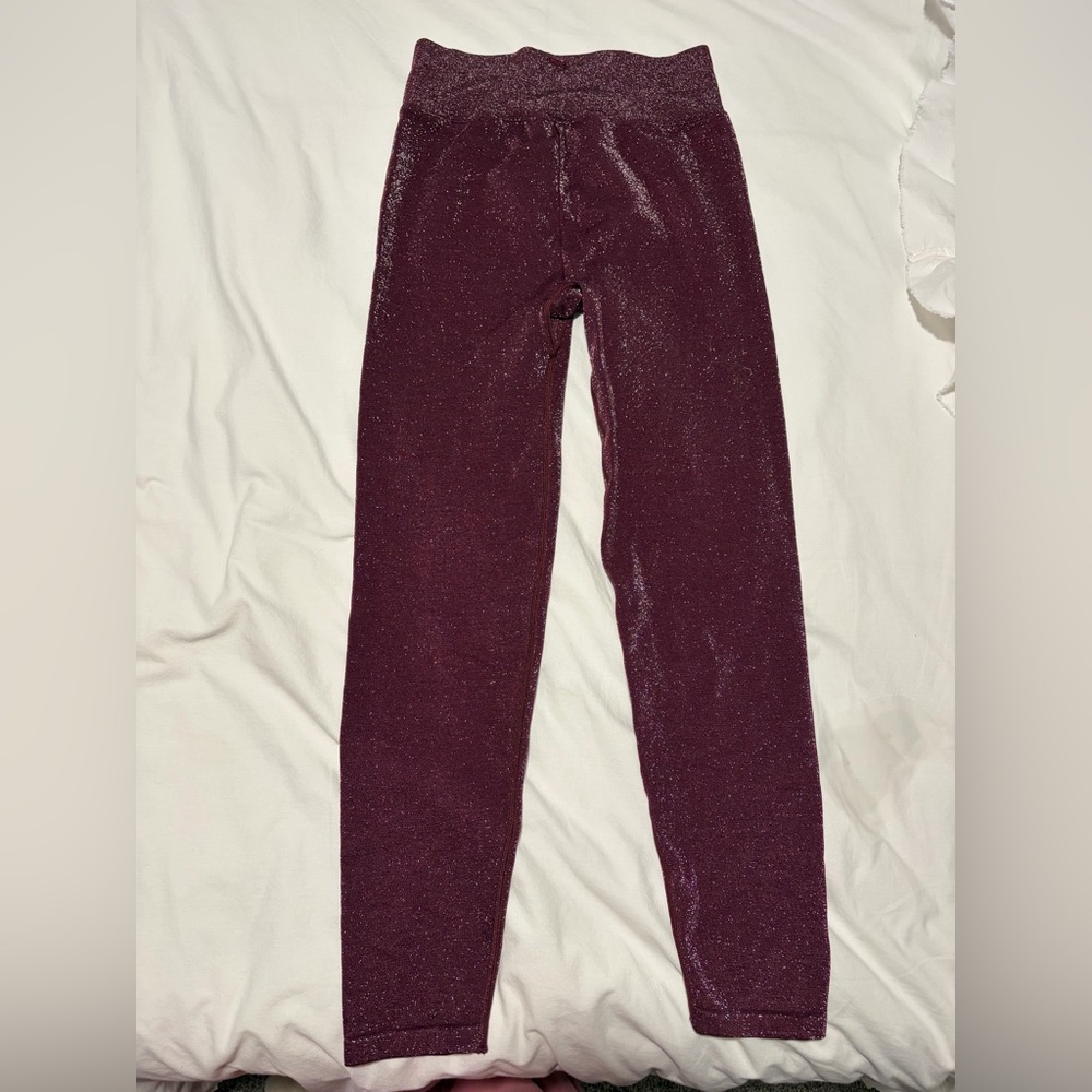 PINK Victoria's Secret Shimmering Burgundy Leggings Set - Picture 6 of 7